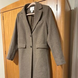 Classic Women's Single breasted Brown long coat with pockets